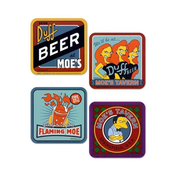 Underlägg - The Simpsons - Moes Taverna - Set om 4 - Tryckt - Vit - Vuxen