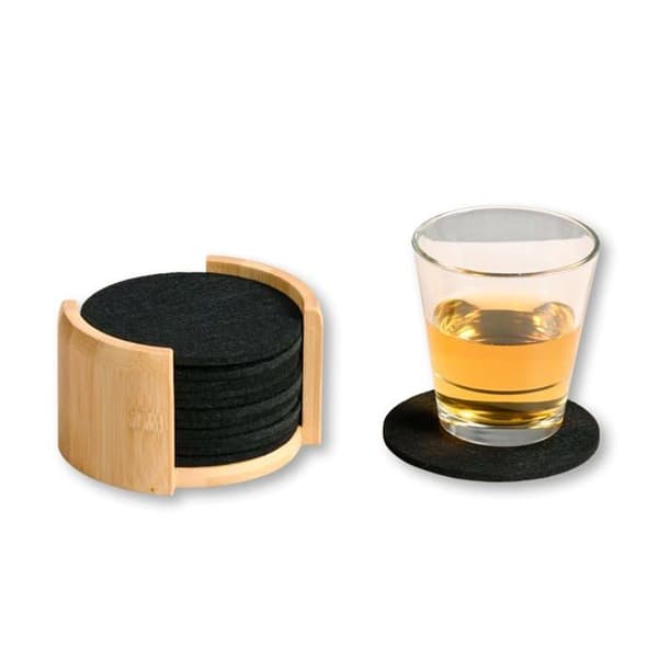 Kesper - 58747 - Set med 12 glasunderlägg med bambustöd 10 cm Tjocklek ca. 0,4 cm