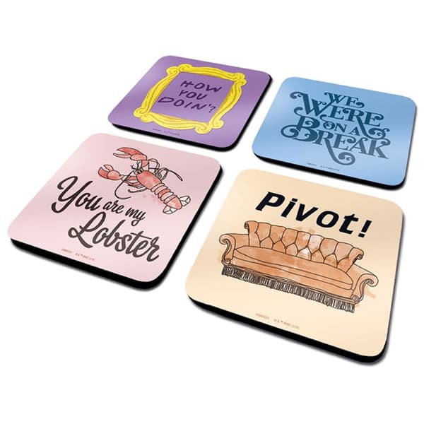 Skrivunderlägg - Vänner - Citat om vänner - Set om 4 - 9,5 cm - Korkstöd- USED