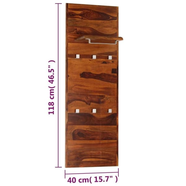 vidaXL knagerække massivt sheeshamtræ 118 x 40 cm