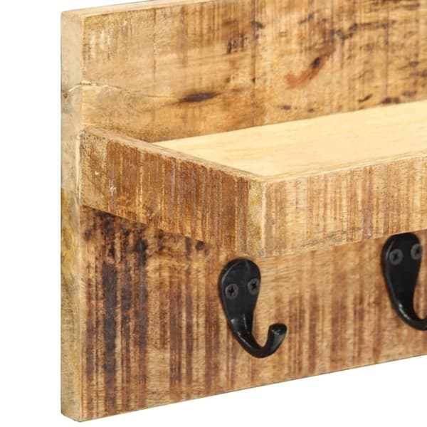 vidaXL væghængt knagerække 60x15x20 cm massivt ru mangotræ