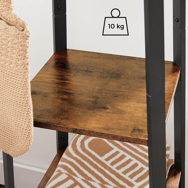 Klädhängare Ställ Med Hyllor, Klädstång Vintage brun-svart