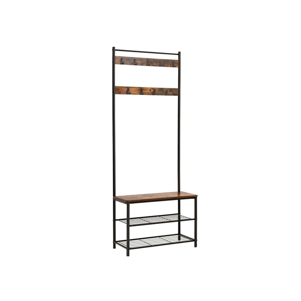 Segenns klädhängare - Garderob - Skoställ - klädhängare med skohylla - Med klädhängare - 3 hyllor - 175 cm hög - Industriell - vintage brun-svart