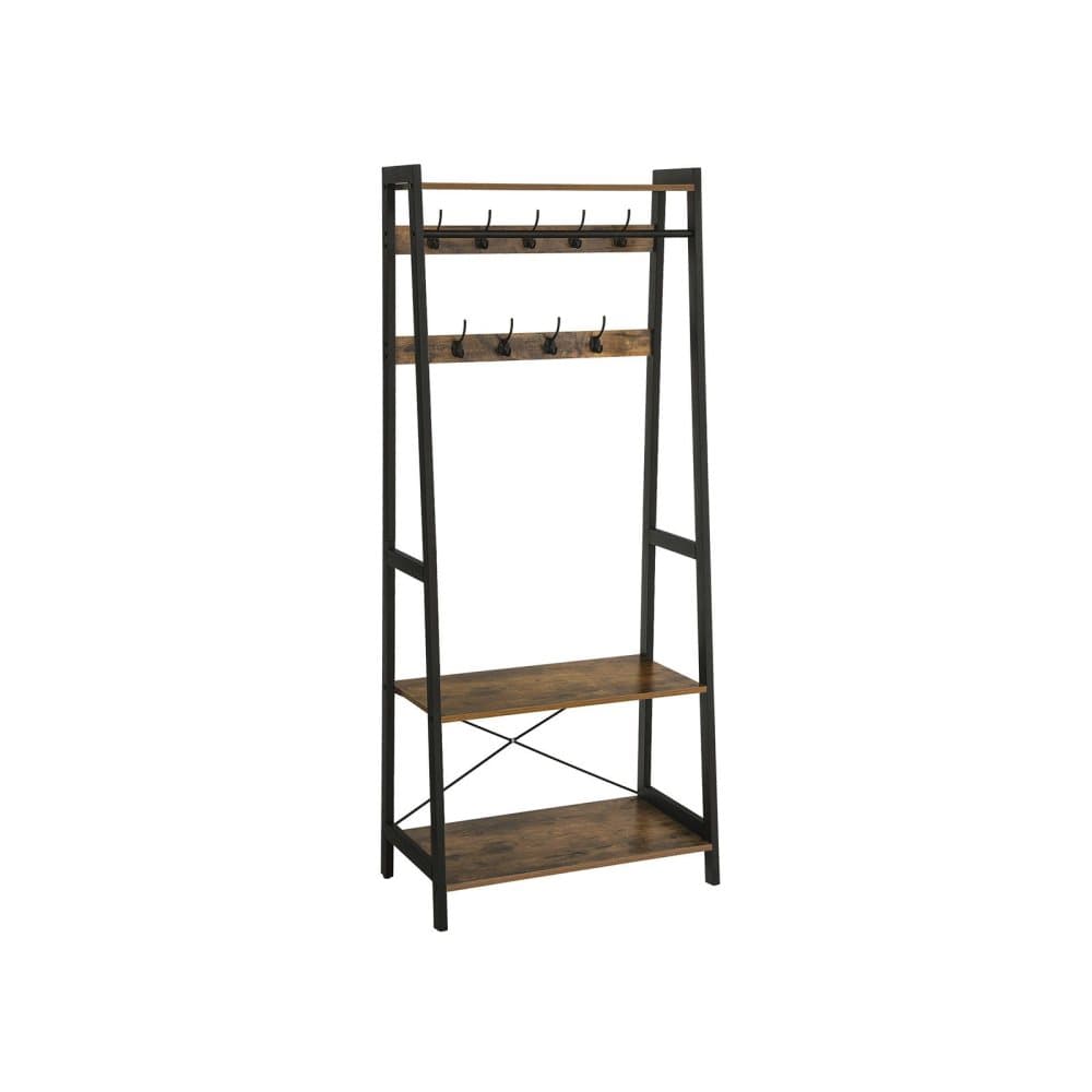 Segenn's Italy klädhängare - Garderobshylla XL - Med skohylla - Multifunktionell - Industriell - Brun-Svart 76 x 180 x 42,8 cm