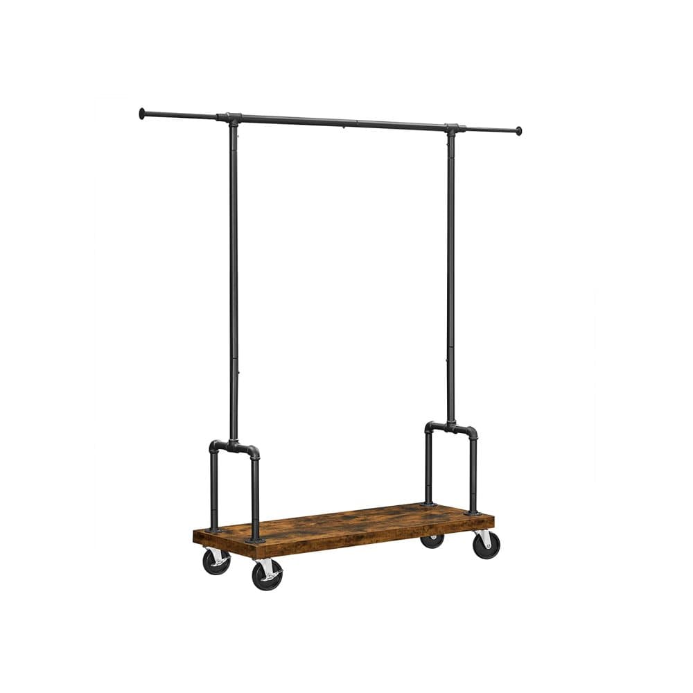 Segenns klädhängare på hjul - klädhängare med klädstång - Utdragbar - Industriell - Vintage Brun-Svart