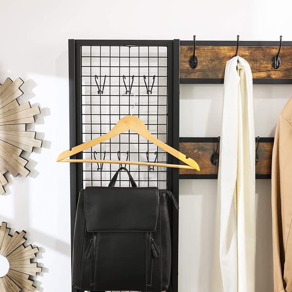 XL Klädhängare Med Skohyllor, Sittbänk 97,7 x 40 x 185 cm Industriell Design