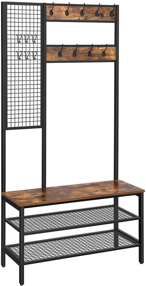 XL Klädhängare Med Skohyllor, Sittbänk 97,7 x 40 x 185 cm Industriell Design XL Klädhängare Med Skohyllor, Sittbänk 97,7 x 40 x 185 cm Industriell Design