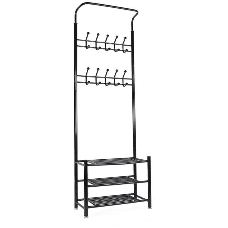 Stående garderob med kapphylla, skostång och soffa - Vintage Industrial - Svart