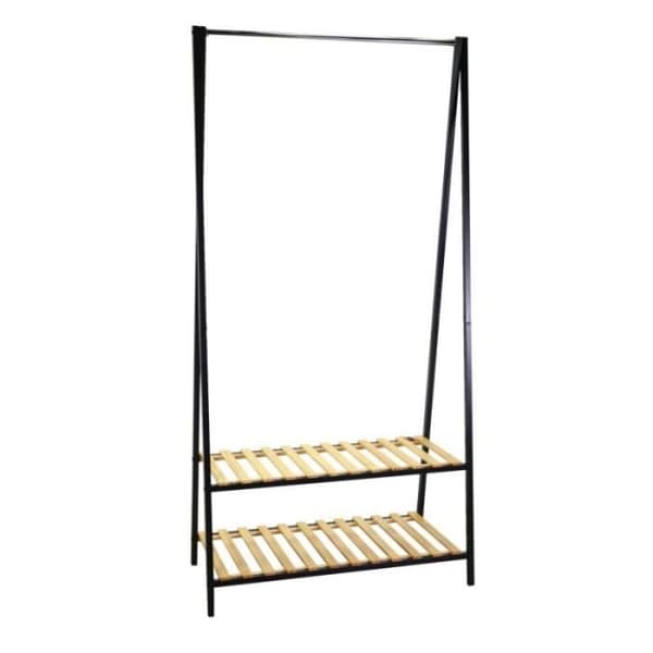 Klädhängare i svart metall med hyllplan 90x42x180h cm