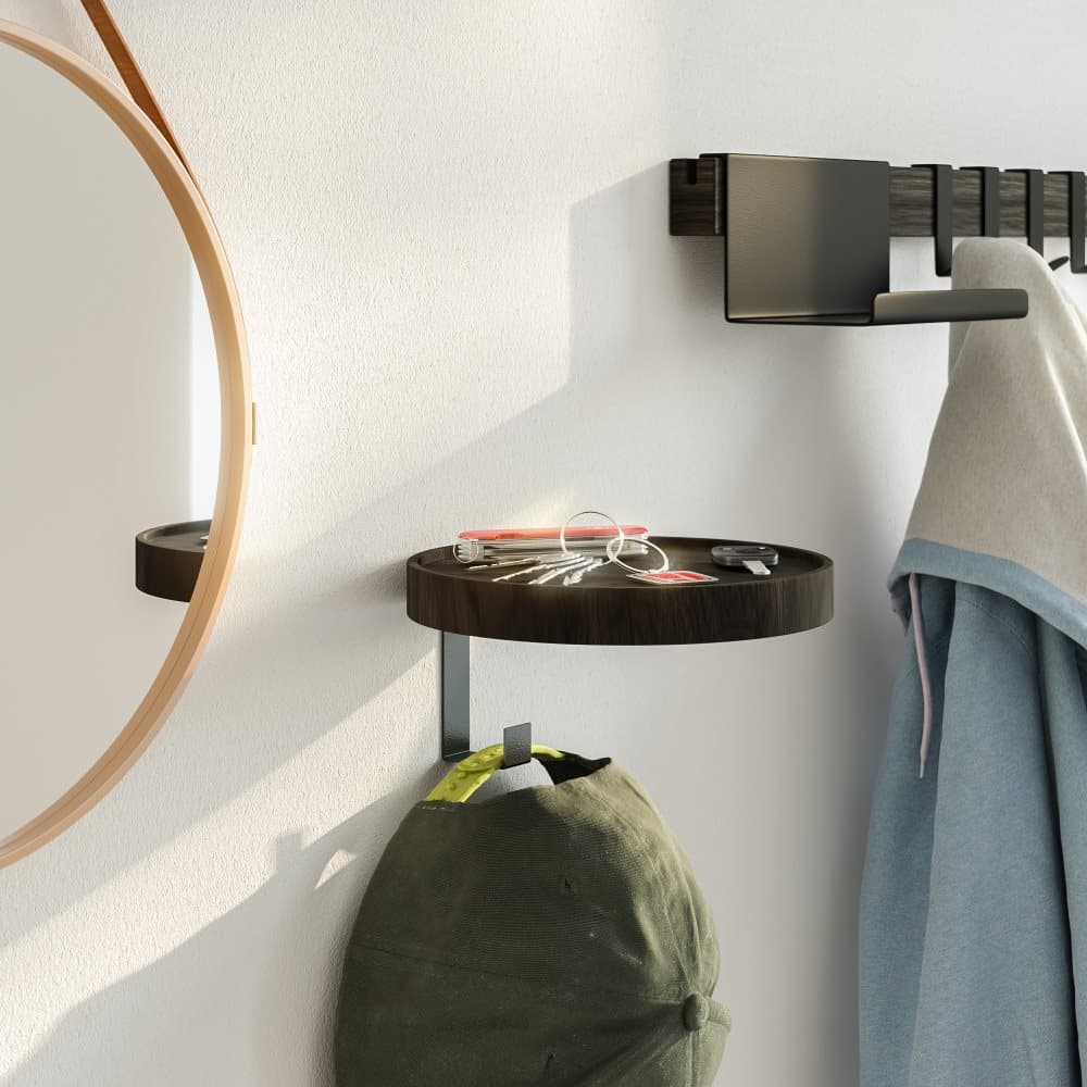 Klädhängare WOODY med 1 krok, svart ek