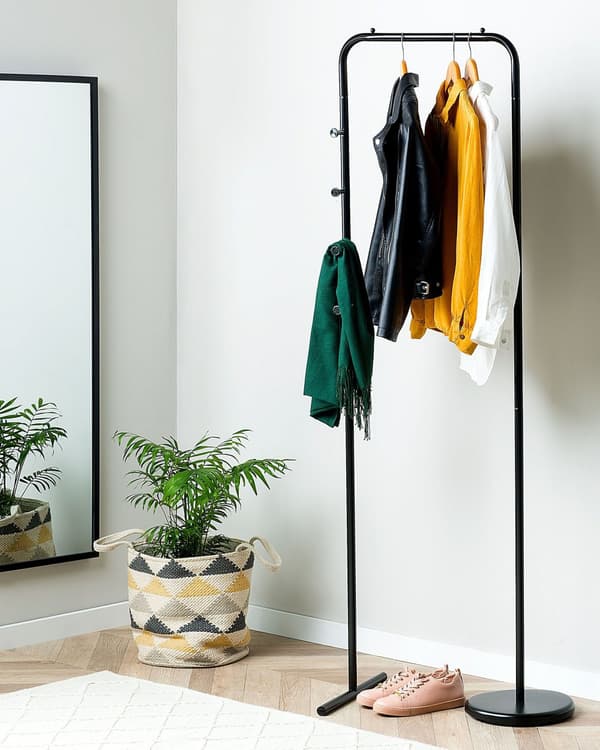 Klesstang Svart Metall 175 x 50 cm Frittstående Stativ