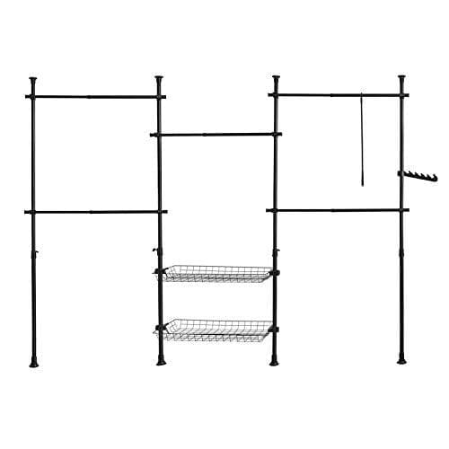 Rootz Justerbar Garderob Organizer - Klädhylla System Rack - Hängskena Teleskopiska förvaringshyllor
