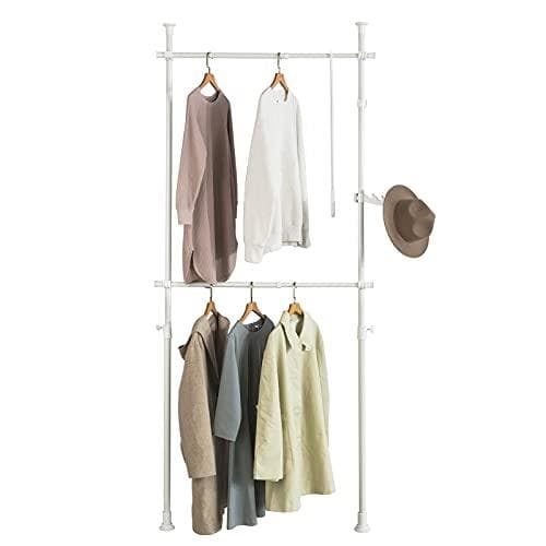 Rootz White Telescopic Garderob Organizer - Hängskena - Klädställ - Justerbara förvaringshyllor