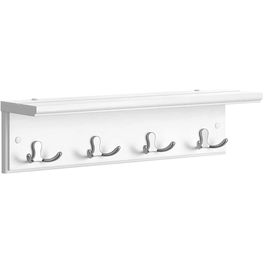 Rootz Väggklädhängare - Garderob - 4 dubbla krokar - Väggklädhängare - MDF - Vit - 40 x 10,5 x 10,5 cm