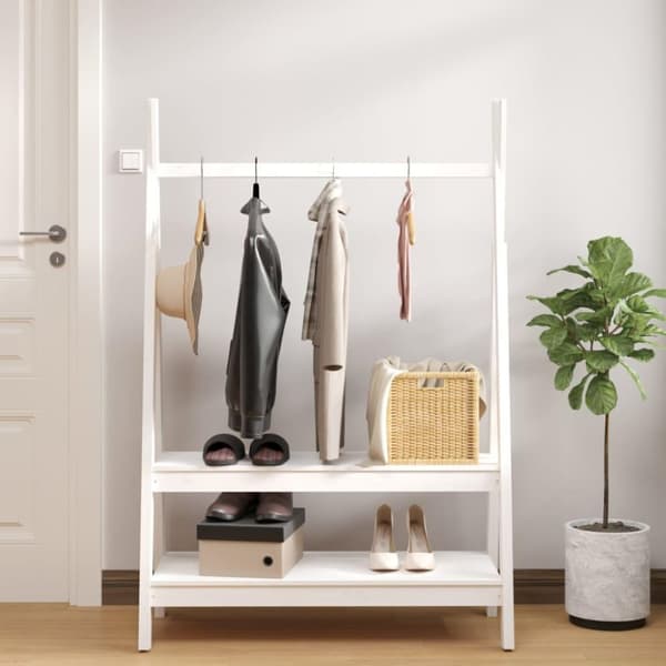 vidaXL tøjstativ 100x45,5x150 cm massivt fyrretræ hvid
