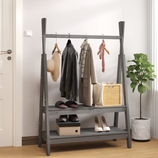 vidaXL tøjstativ 100x45,5x150 cm massivt fyrretræ grå