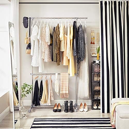 Songmics Clothes Rack, Gray, (101-163) x 49 x (113-198) cm