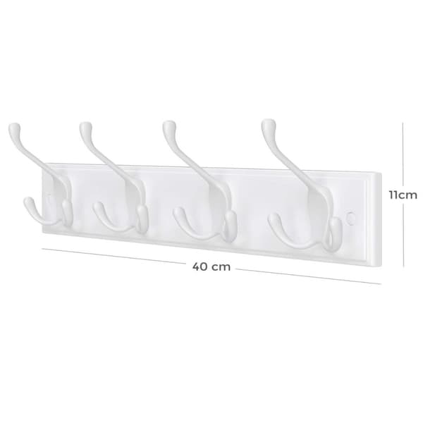 Rootz väggklädhängare - klädhängare - 4 krokar - klädkrokar - kappor - hattar - väskor - vit - MDF - 40 x 11 x 7 cm