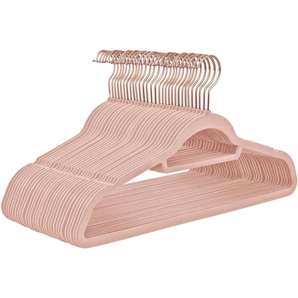 Rootz Velvet Tøjbøjler - Sæt med 30 - Anti-Slip - Drejelig krog - Frakker - Skjorter - Nederdele - Bukser - Lyserød
