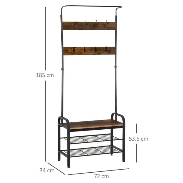 Rootz klädhängare - Skoställ - Klädställ - Hallträd - 72 x 34 x 185 cm