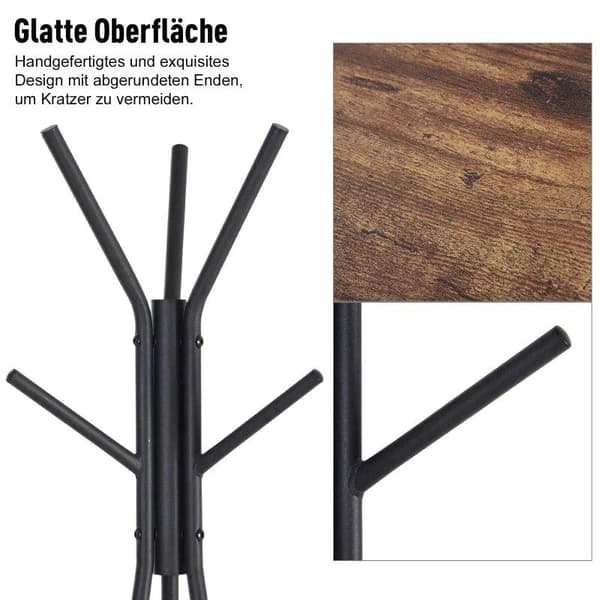 Rootz Coat Stand - Tøjstativ - 6 kroge - Metal - Sort - 32,5 x 45,5 x 182 cm