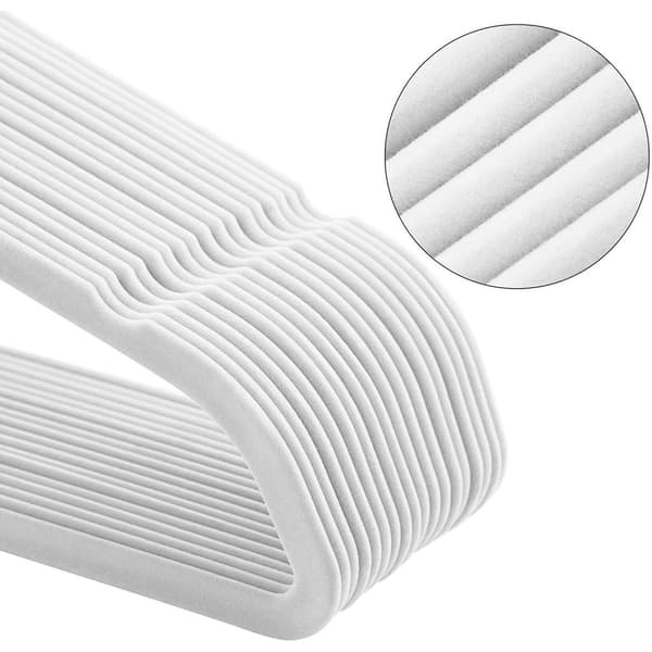 Rootz tøjbøjler - 20 stykker - Fløjl - ABS - Anti-Slip - Hvid - 45 x 0,6 x 23,5 cm