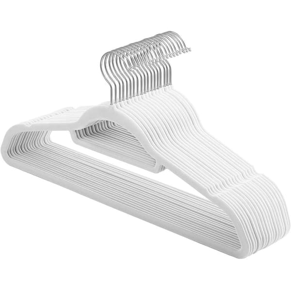 Rootz tøjbøjler - 20 stykker - Fløjl - ABS - Anti-Slip - Hvid - 45 x 0,6 x 23,5 cm