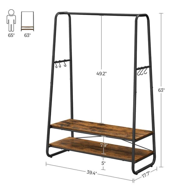 Rootz Tøjstativ - Tøjstativ - Tøjstativ - Tøjbøjlestativ - Bærbart tøjstativ - Fritstående tøjstativ - Spånplade - Stål - Brun-sort - 100 x 45 x 160 c