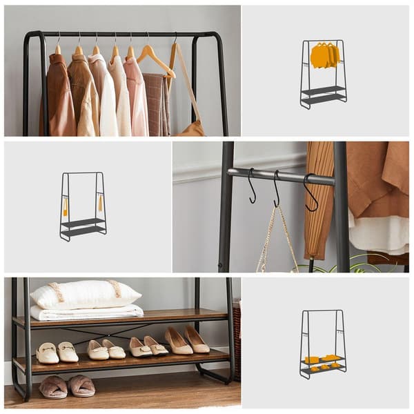 Rootz Tøjstativ - Tøjstativ - Tøjstativ - Tøjbøjlestativ - Bærbart tøjstativ - Fritstående tøjstativ - Spånplade - Stål - Brun-sort - 100 x 45 x 160 c