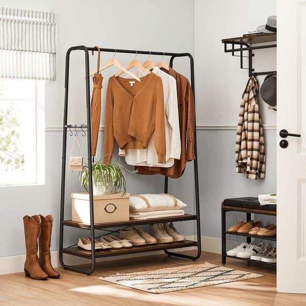Rootz Tøjstativ - Tøjstativ - Tøjstativ - Tøjbøjlestativ - Bærbart tøjstativ - Fritstående tøjstativ - Spånplade - Stål - Brun-sort - 100 x 45 x 160 c