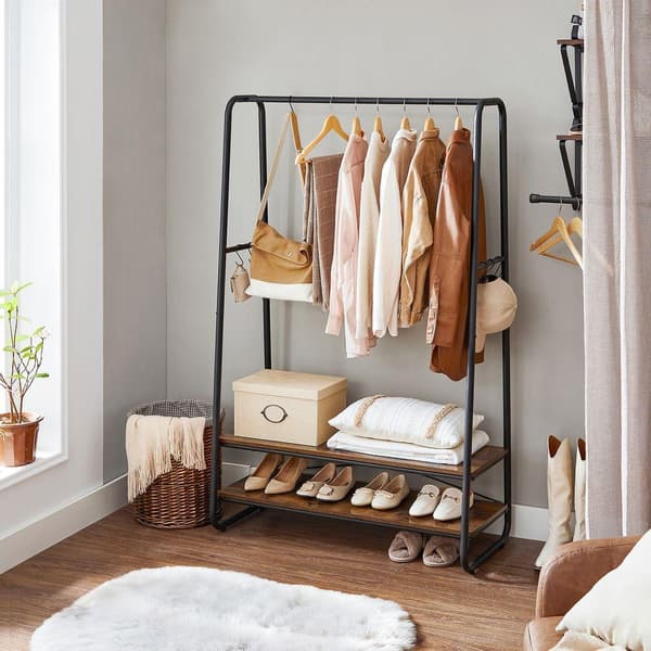 Rootz Tøjstativ - Tøjstativ - Tøjstativ - Tøjbøjlestativ - Bærbart tøjstativ - Fritstående tøjstativ - Spånplade - Stål - Brun-sort - 100 x 45 x 160 c