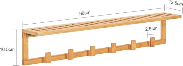 Rootz Bamboo vægmonteret knagerække - Håndklædestativ til badeværelsesvæg med 6 kroge