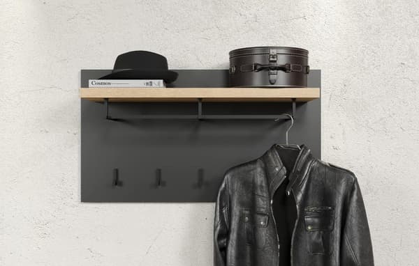 Rootz Synnax Coat Rack - Wall Hanger - Garment Holder - Clothes Stand - Jacket Organizer - Wardrobe Hook - Wall Mount - Coast Evoke Oak - 90x50x27cm