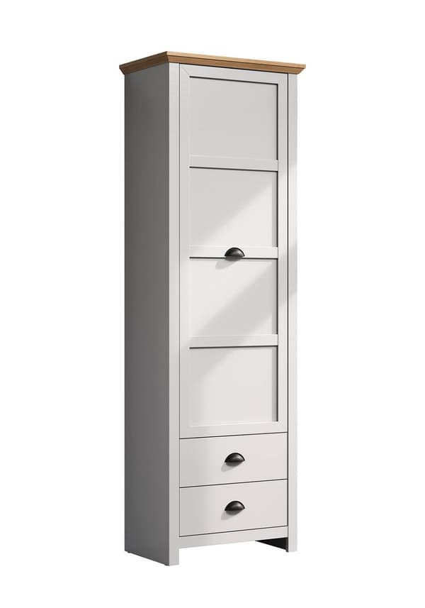 Rootz Landside Garderobenschrank - Wardrobe - Clothes Cabinet - Apparel Closet - Storage Unit - Clothing Armoire - Garment Holder - Light Grey/Artisan