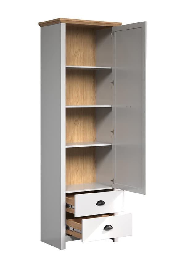 Rootz Landside Garderobenschrank - Wardrobe - Clothes Cabinet - Apparel Closet - Storage Unit - Clothing Armoire - Garment Holder - Light Grey/Artisan