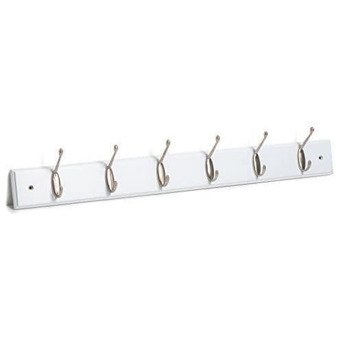 CMT Maine Trading Co Coat Rack-6 Nickelkrokar på vit träskiva - M900903