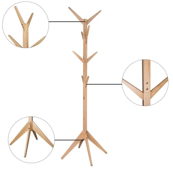Rootz-vaateteline - Vaatekaappiteline - Vaatepidike - Vaateripustin - Vaatteiden järjestäjä - Asunäyttö - Takkipuu - Luonnollinen - 180 cm Korkeus x 4