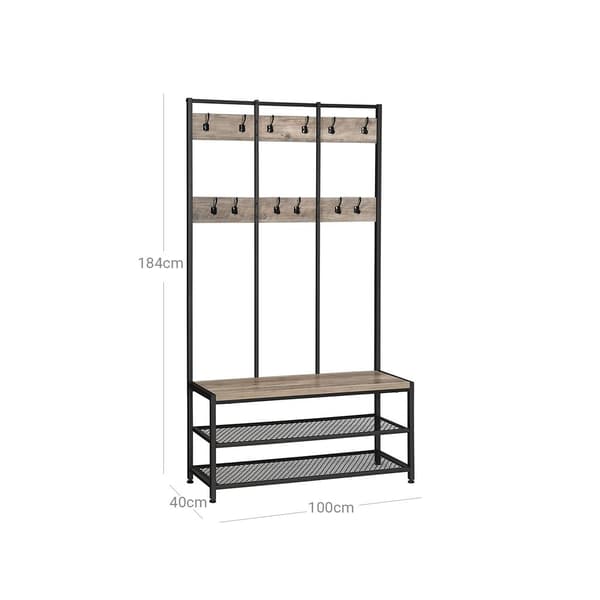 Rootz Knageholder - Knageholder med bænk - Vægmonteret knagerække - Hængende knagerækker - Dekorative vægkroge - Opbevaringsløsning til entré - Elegan