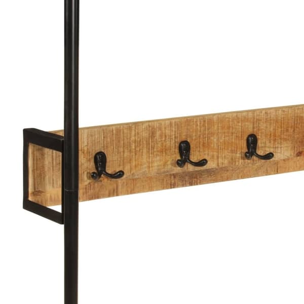 vidaXL Klädställning med hjul 90x35x190 cm massivt mangoträ och järn