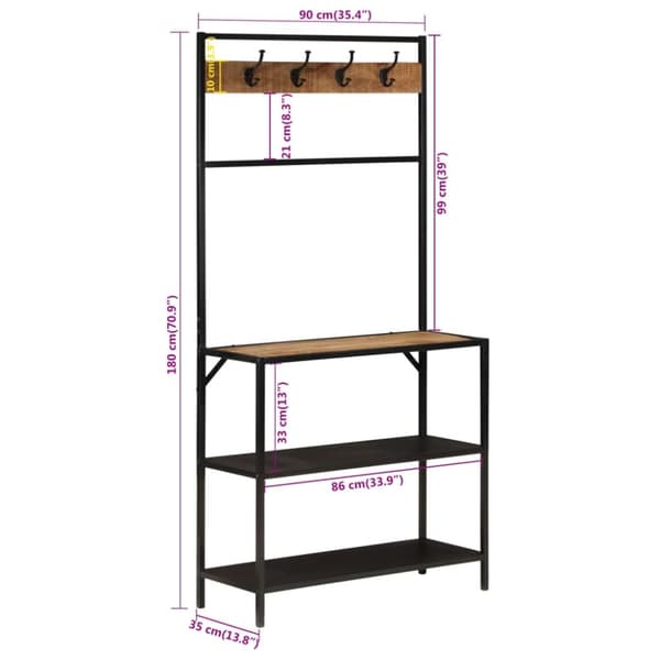 vidaXL Stumtjener 90x35x180 cm heltre mango og jern