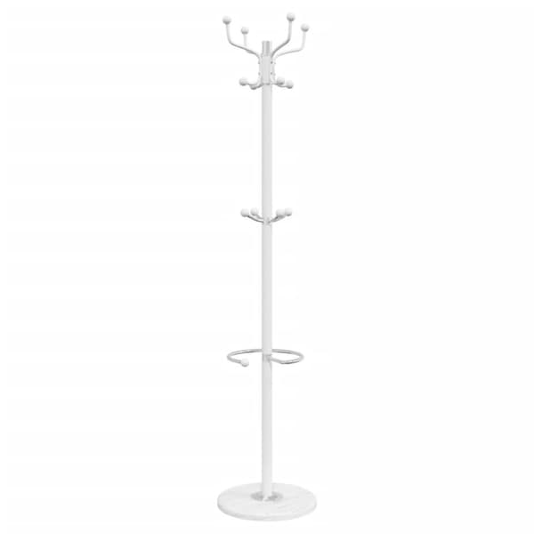 vidaXL stumtjener med paraplyholder 180 cm pulverlakeret jern hvid
