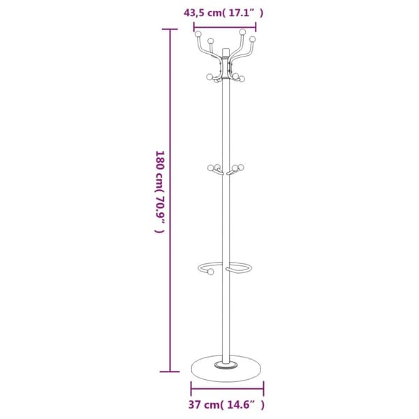 vidaXL Klädställning med paraplyställ vit 180 cm pulverlackerat järn