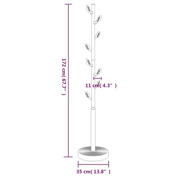vidaXL stumtjener 172 cm pulverlakeret jern lyserød