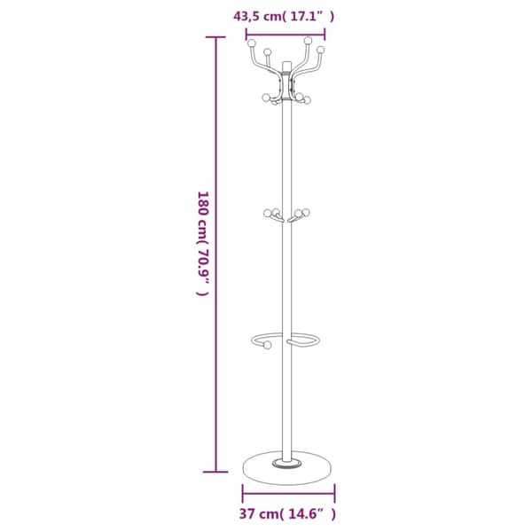 vidaXL Klädställning med paraplyställ svart 180 cm pulverlackerat järn