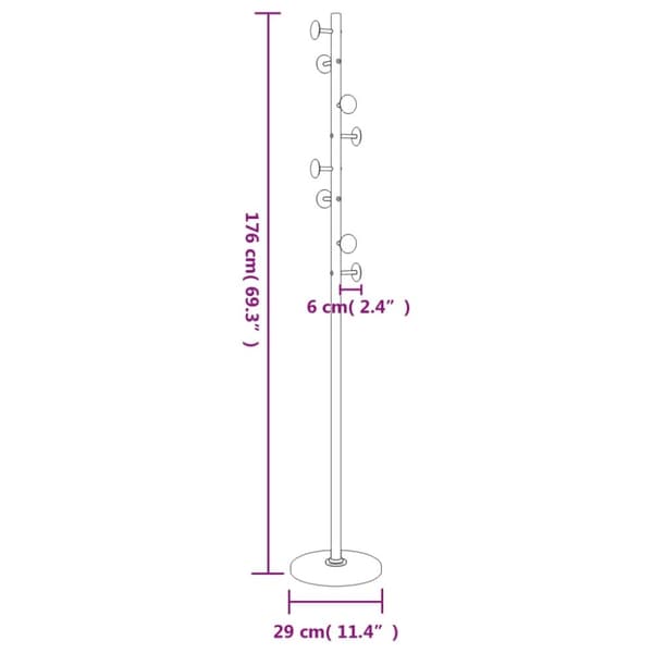 vidaXL stumtjener 176 cm pulverlakeret jern hvid