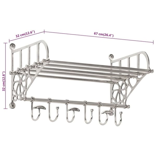 vidaXL Bagagehylla med klädhängare väggmonterad aluminium