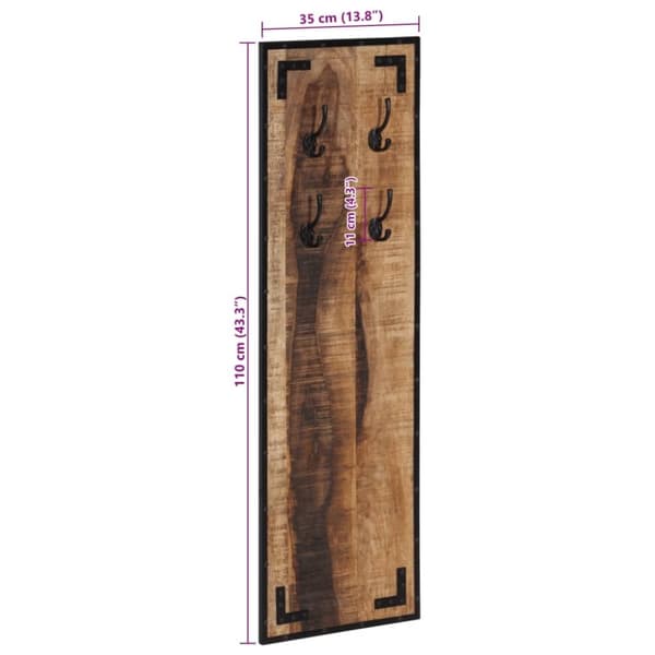 vidaXL Klädhängare 35x8x110 cm massivt grovt mangoträ