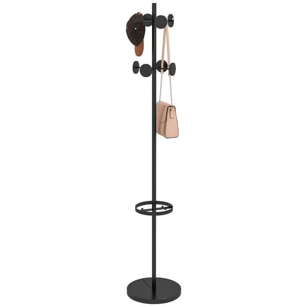 Rootz frakkestativ - Hattestativ - Inklusiv paraplystativ - 12 knagerækker - Metal - Gang - Garderobe - Kontor - Sort - Φ34 x 177Hcm