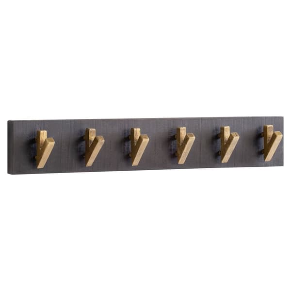 Rootz Modern Design Wall Knagerække - Knagerække - Ægte træ - Sort og guld - Håndlavet - 60cm x 10cm x 8cm