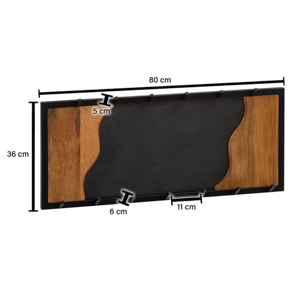 Rootz Modern Design -naulakko - Seinälle kiinnitettävä vaateripustin - Tukevat koukut - Puun ja kiven ulkonäkö - 80 cm x 36 cm x 6 cm - Käsintehty - M